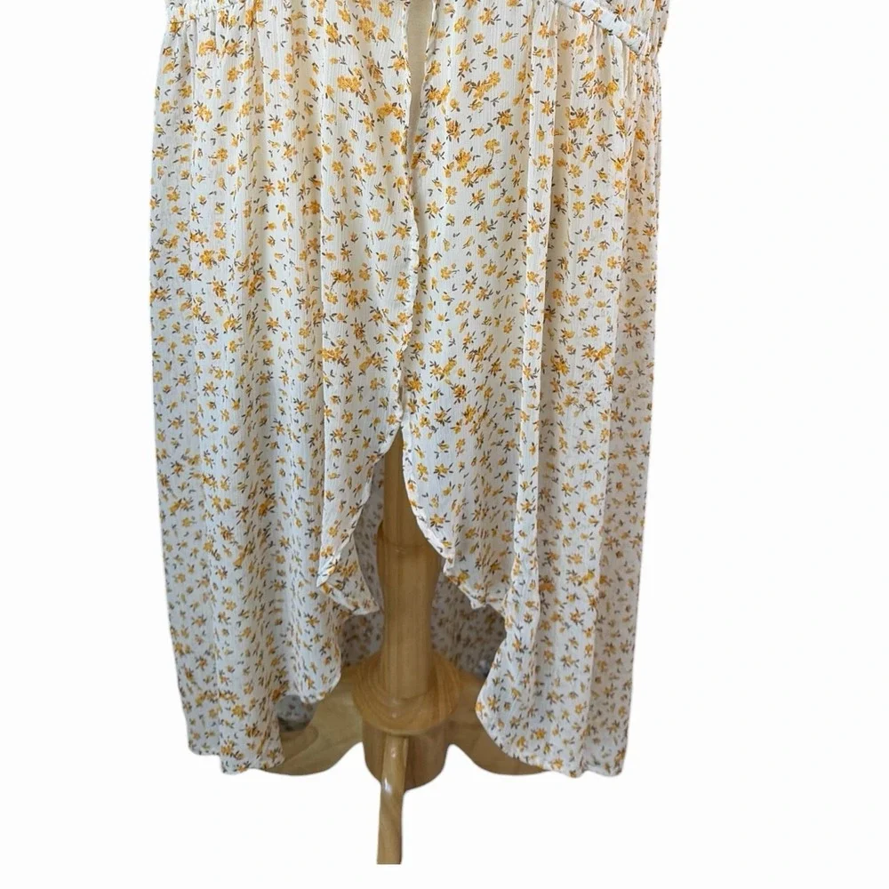 Torrid Top Floral Blouse Kimono Women's 3 White Yellow Maxi Top Hi Lo Top - Picture 5 of 10